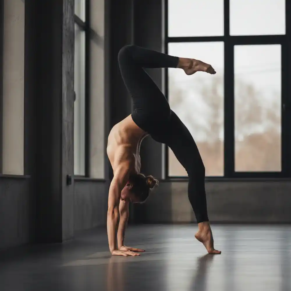 Woman performing an advanced stretch