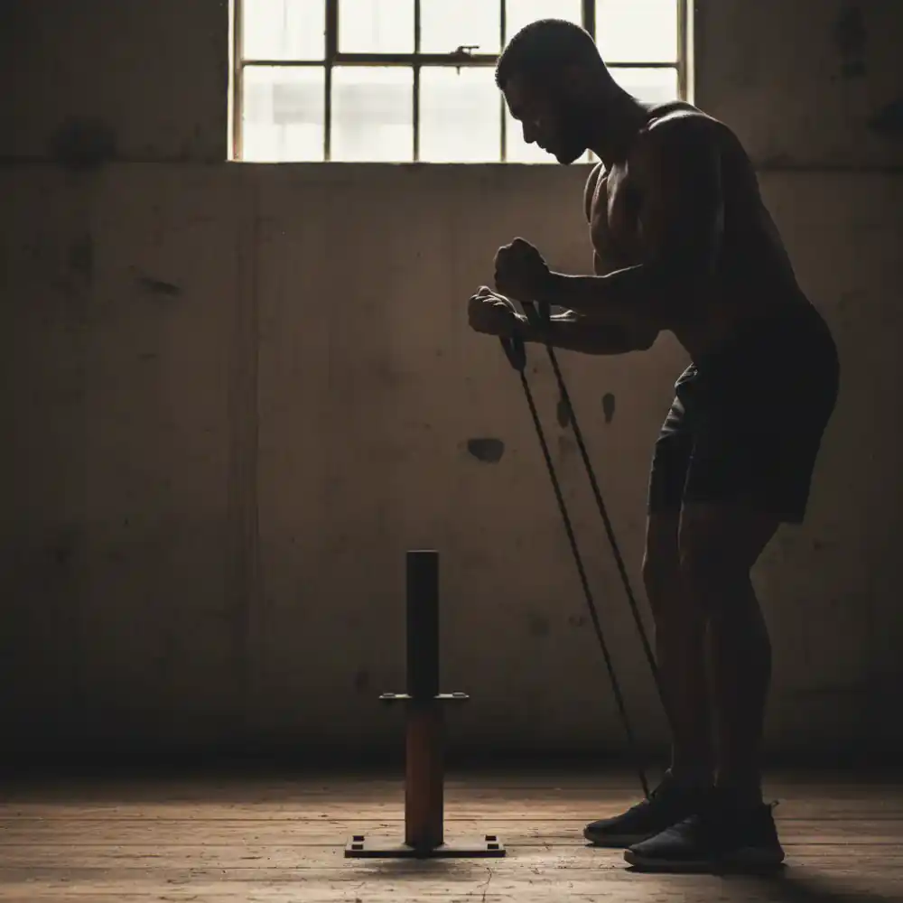 Person exercising with resistance bands